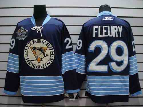 Penguins 29 Fleury blue 2011 winter classic jerseys