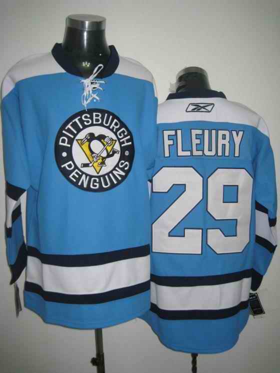 Penguins 29 Marc-Andre Fleury blue Jerseys