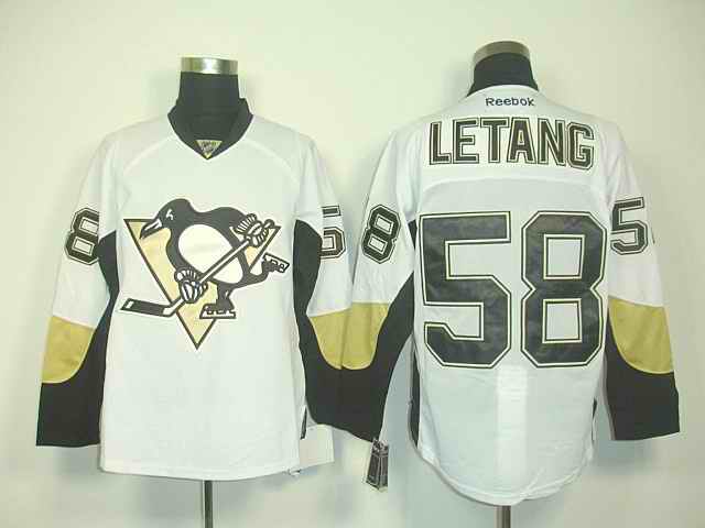 Penguins 58 Letang white jerseys