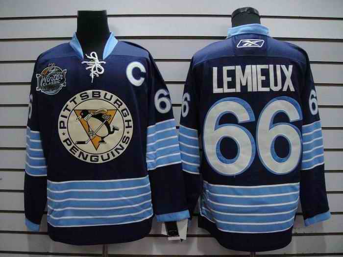 Penguins 66 Lemeux blue 2011 winter classic jerseys