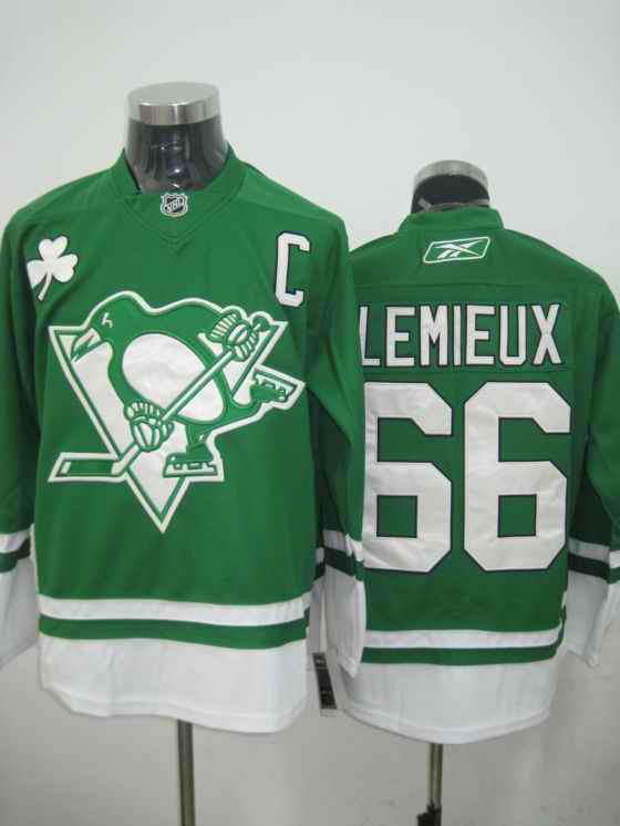 Penguins 66 Lemieux St.Patricks Day green Jerseys