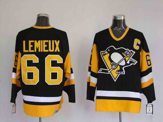 Penguins 66 Mario Lemieux CCM 1992 black Jerseys