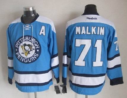 Penguins 71 Malkin A Patch Blue Jerseys