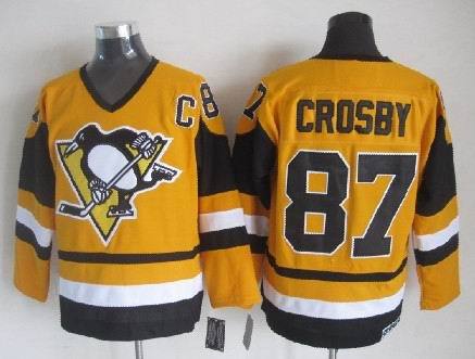 Penguins 87 Crosby C Patch Yellow Jerseys