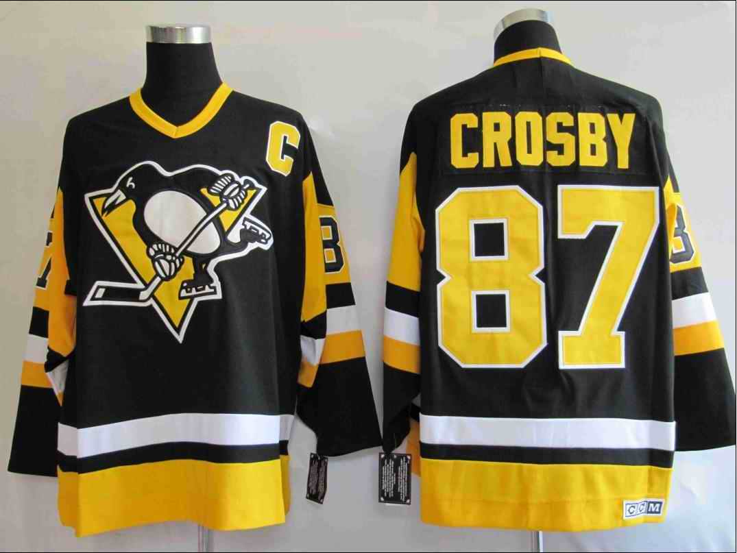 Penguins 87 Crosby black Throwback Jerseys