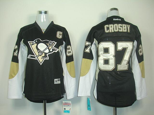Penguins 87 Crosby Black Women Jersey - Click Image to Close