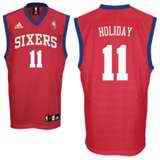 Philadelphia 76ers 11 Holiday Red Jerseys - Click Image to Close