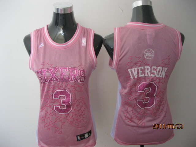 76ers 3 Iverson Pink Women Jersey