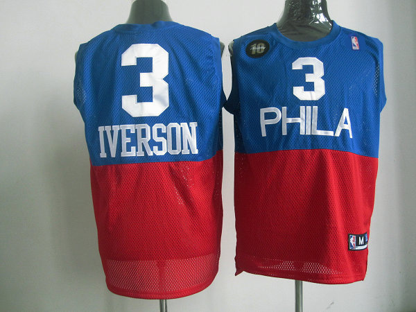 Philadelphia 76ers 3 Iverson Blue&Red Jerseys
