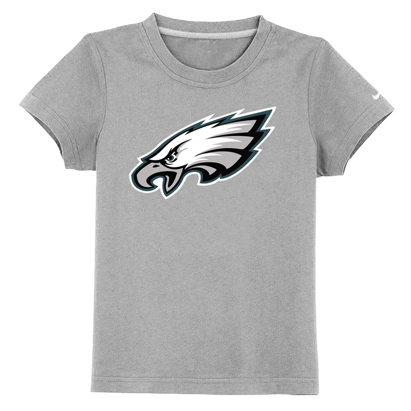 Philadelphia Eagles Authentic Logo Youth T-Shirt Light Grey - Click Image to Close