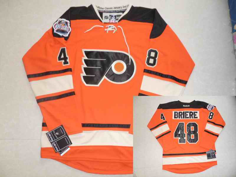 Philadelphia Flyers 48 BRIERE Orange Jerseys - Click Image to Close