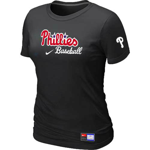 Philadelphia Phillies Nike Women's Black Short Sleeve Practice T-Shirt