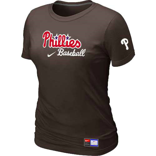 Philadelphia Phillies Nike Women's Brown Short Sleeve Practice T-Shirt