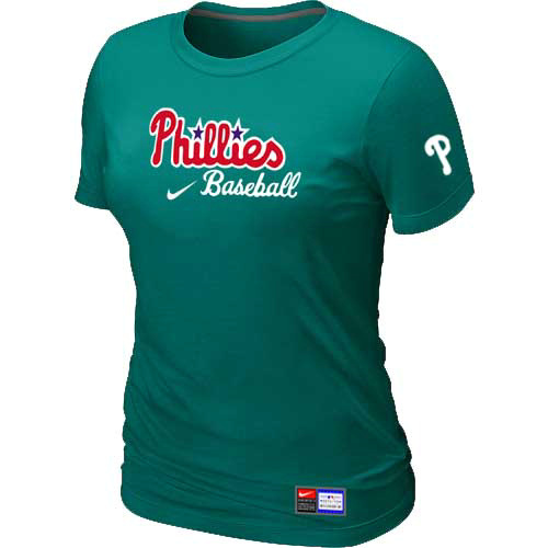 Philadelphia Phillies Nike Women's L.Green Short Sleeve Practice T-Shirt - Click Image to Close
