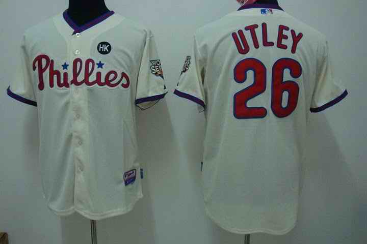 Phillies 26 Utley cream 2009 world series Kids Jersey