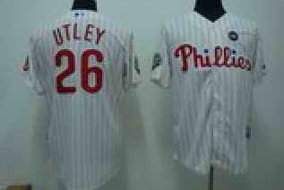 Phillies 26 Utley white 2009 World Series Kids Jersey