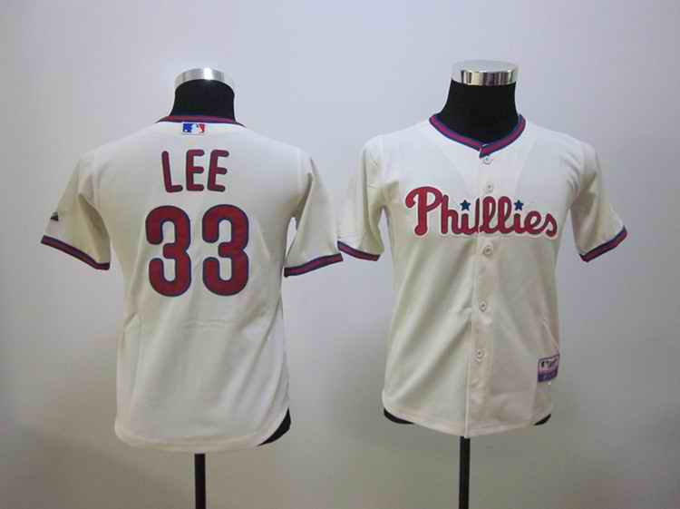 Phillies 33 LEE cream youth jerseys