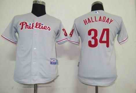 Phillies 34 Halladay grey Kids Jersey