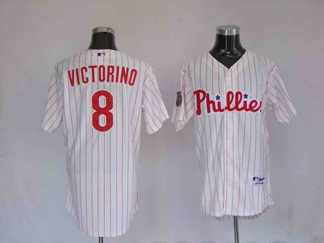 Phillies 8 Victorino white 2009 World Series Kids Jersey