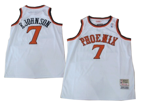 Phoenix Suns 7 K.JOHNSON white Throwback Jerseys