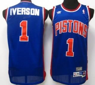 Pistons 1 Iverson Blue Swingman Throwback Jerseys