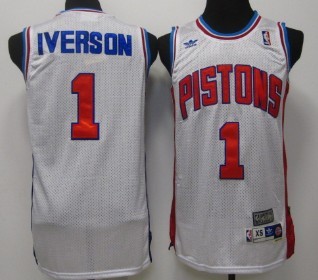 Pistons 1 Iverson White Swingman Throwback Jerseys