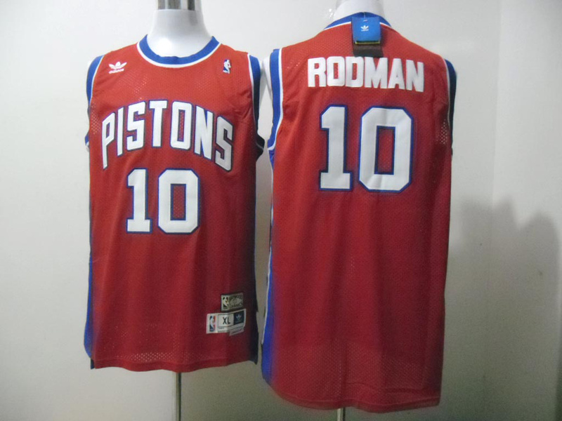 Pistons 10 Rodman Red Jerseys