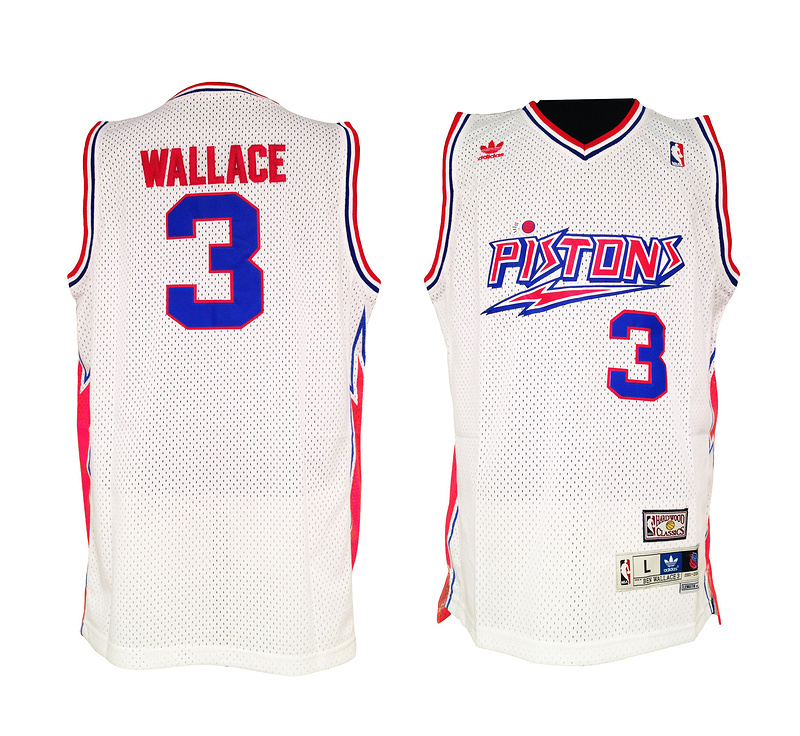 Pistons 3 Wallace White Mesh Jerseys