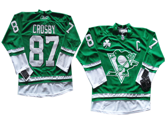 Pittsburgh Penguins 87 CROSBY green Commemorative Edition Jerseys