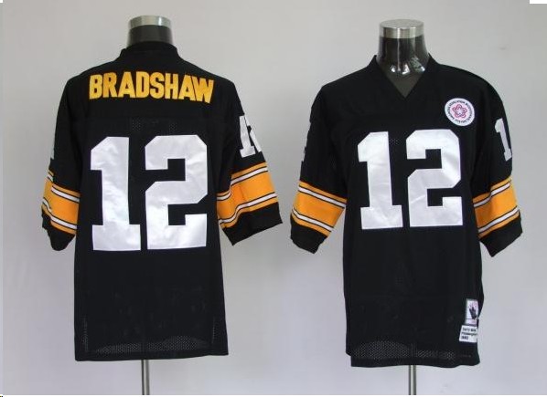 Pittsburgh Steelers 12 Bradshaw black M&N jerseys