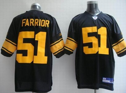 Pittsburgh Steelers 51 James Farrior Black Yellow Number Jerseys