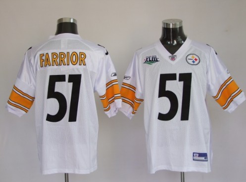 Pittsburgh Steelers 51 James Farrior Super Bowl White Jerseys
