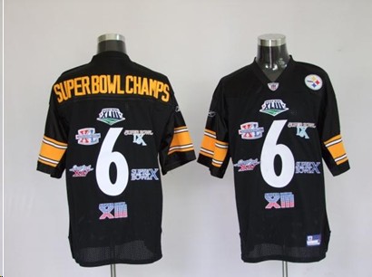 Pittsburgh Steelers 6 Superbowl Champs black jerseys