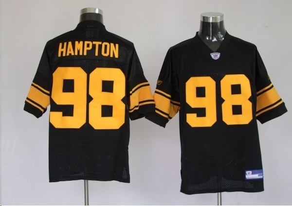 Pittsburgh Steelers 98 Casey Hampton Black Yellow Number Jerseys