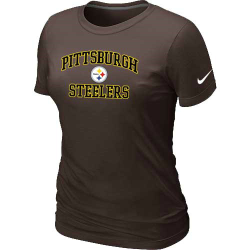 Pittsburgh Steelers Women's Heart & Soul Brown T-Shirt - Click Image to Close
