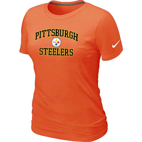 Pittsburgh Steelers Women's Heart & Soul Orange T-Shirt