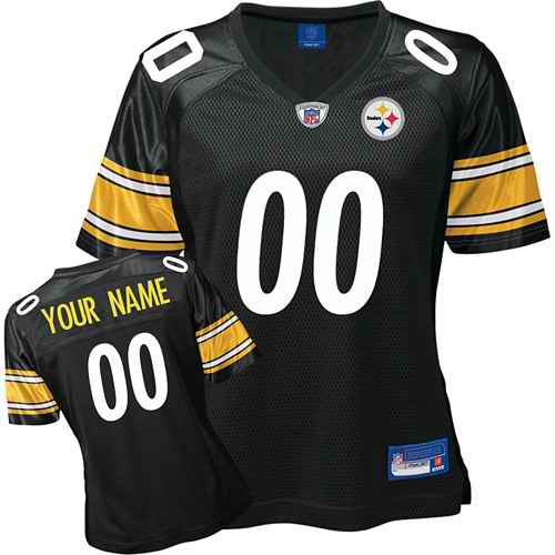 Pittsburgh Steelers Women Customized Black White Number Jersey