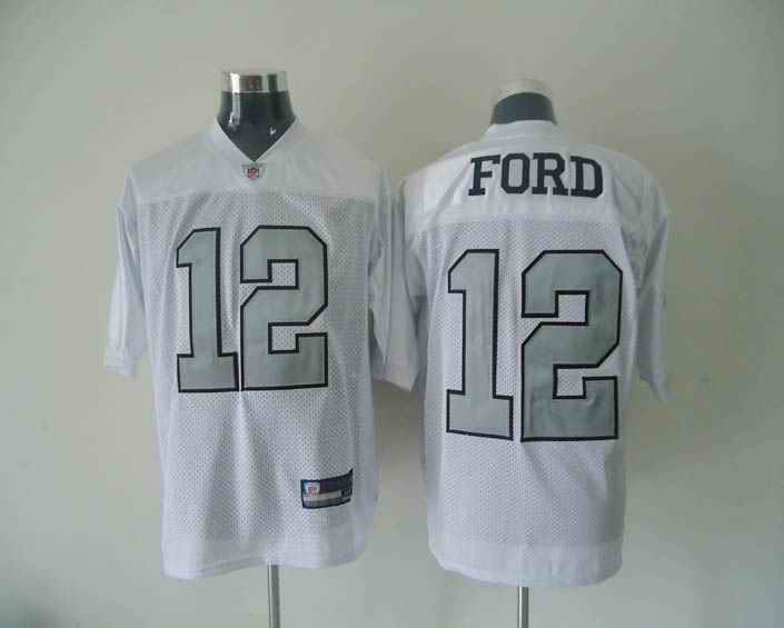 Raiders 12 Ford white silver number Jerseys