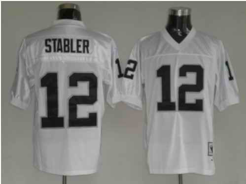 Raiders 12 Ken Stabler white Throwback Jerseys