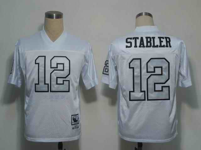 Raiders 12 Ken Stabler white silver number Jerseys