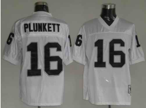Raiders 16 Plunkett white Throwback Jerseys