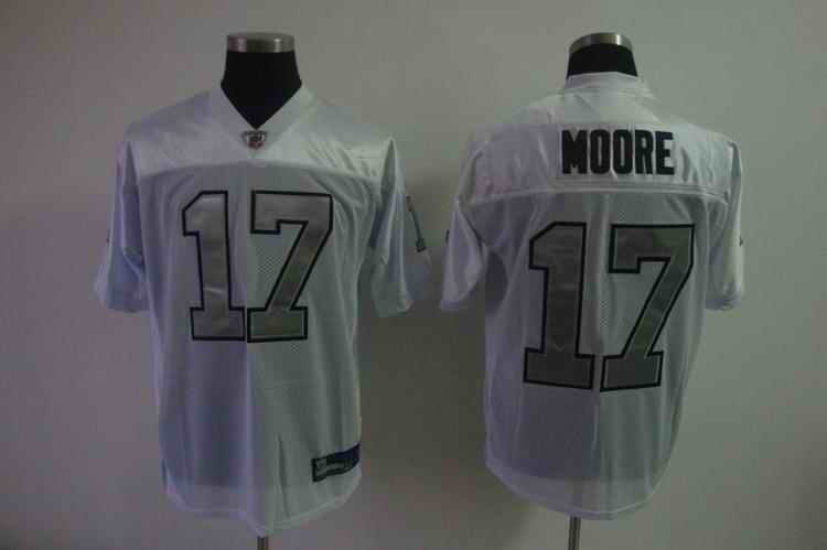 Raiders 17 Moore white slivery Jerseys