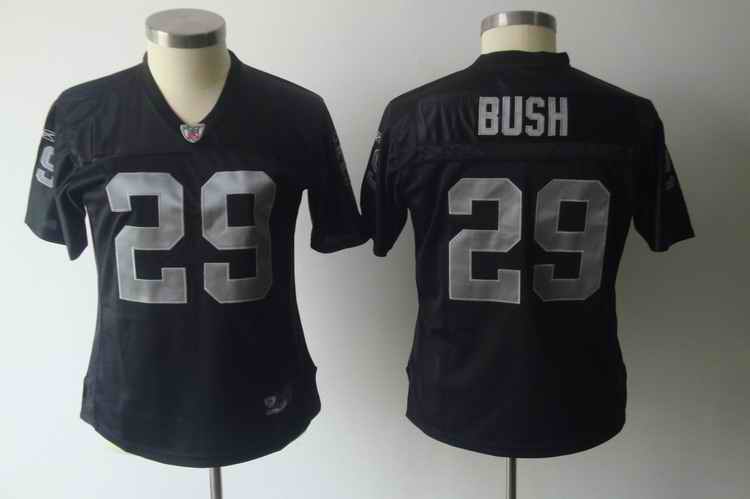Raiders 29 Bush black team women Jerseys