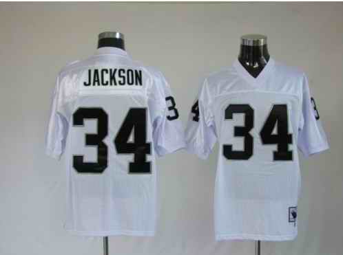 Raiders 34 B.Jackson white Throwback Jerseys