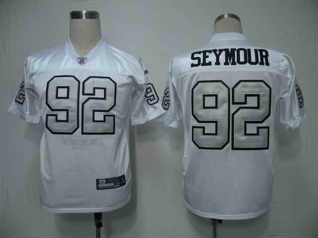 Raiders 92 Seymour white silver number Jerseys