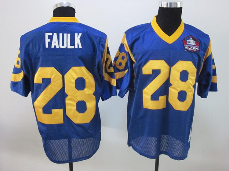 Rams 28 Faulk blue Hall of Fame Jerseys