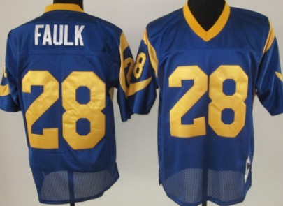 Rams 28 Faulk blue m&n Jerseys