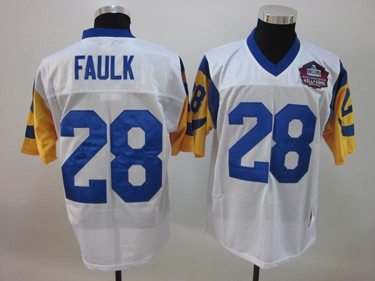 Rams 28 Faulk white Hall of Fame Jerseys