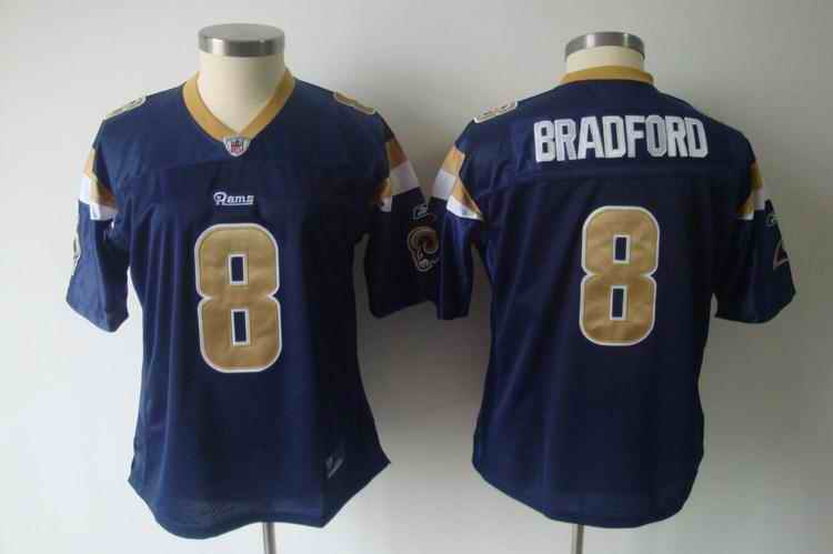 Rams 8 Bradford blue team women Jerseys Rams 8 Bradford blue team women Jerseys