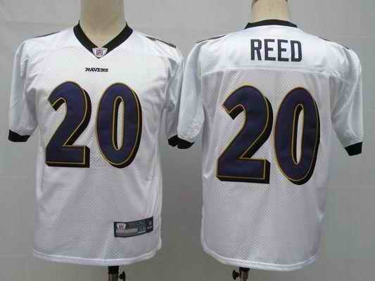 Ravens 20 Ed Reed White Jerseys